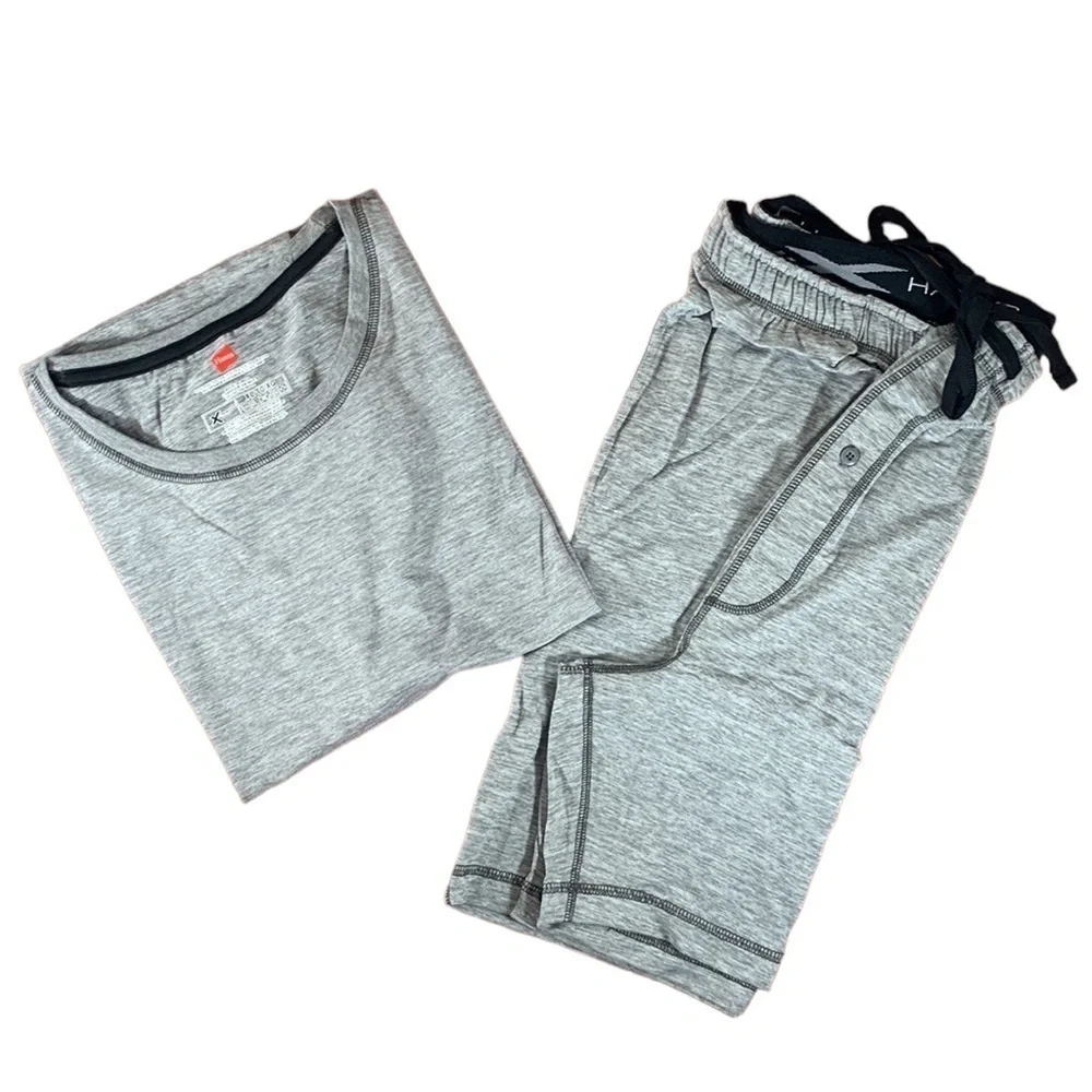 Hanes Men's Big & Tall X-Temp Stretch Jersey Lounge Set Light Grey - XL - Picture 2 of 8